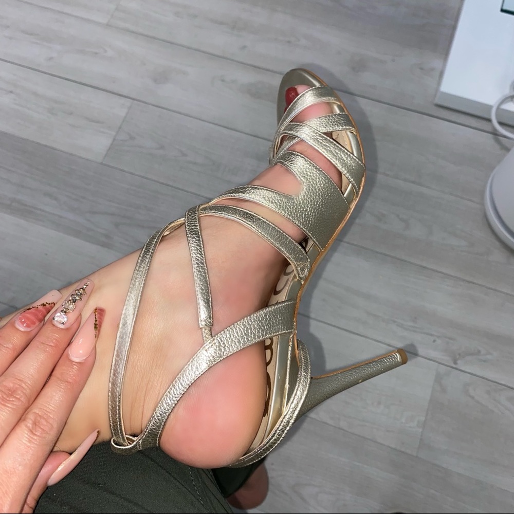 Sam Edelman Gold Metallic Strappy Heels